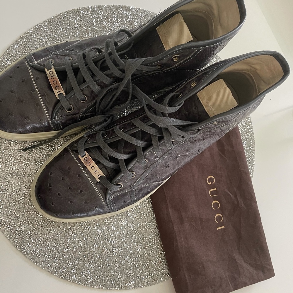 GUCCI Ostrich High-top Sneakers